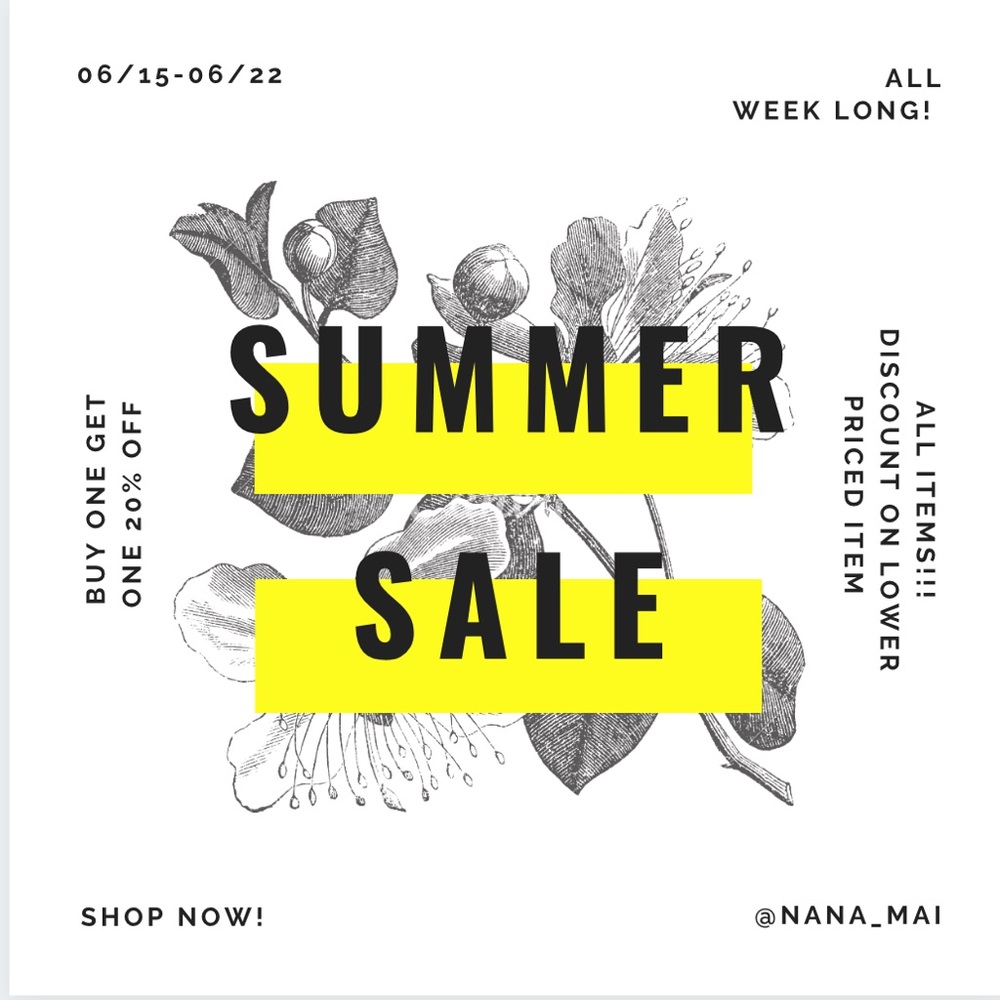 Summer Sale! One week only!!
